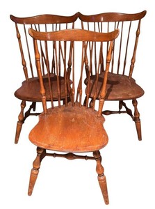 LL - Three Vintage Windsor Style Chairs with Spindle Backs