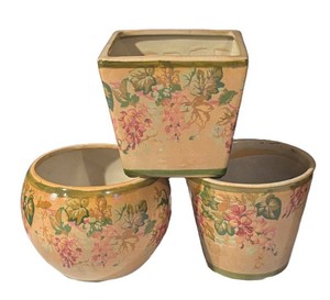 LLS3 - Three Floral Ceramic Vases