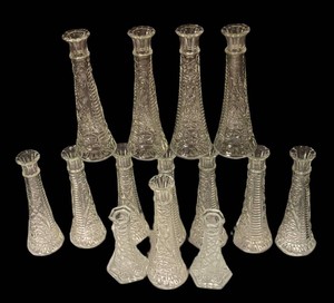 LLS4 - 14 Clear Glass Patterned Vase Collection