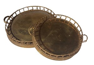LL - Two Vintage Brass Serving Platters