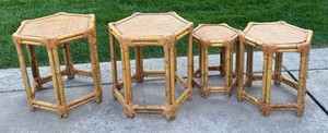 G - Four Vintage Rattan & Bamboo Accent Tables