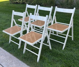 G - Set of Five Caned Seat Folding Chairs