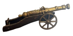 G - Vintage Metal & Wood Decorative Model Cannon