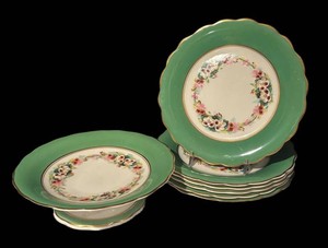 LLS4 - Vintage Ridgway Pedestal Platter with Six Plates