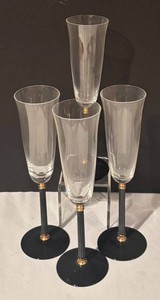 LLB - Set of Four Sasaki Toscano Crystal Champagne Flutes