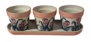 LLS6 - Three Tulip Planter Pots & Under Plate Sets