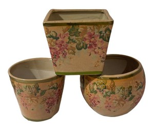 LLS6 - Trio of Floral Ceramic Vases