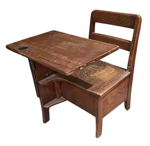 LL - Vintage Wooden School Desk