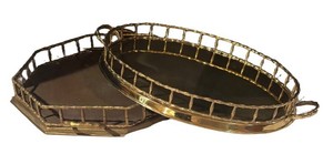 LLS6 - Vintage Brass Serving Trays With Handles