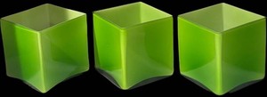 LL7 - Trio of Green Glass Square Vases