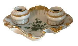 LR - Vintage Porcelain Double Inkwell by Orlik