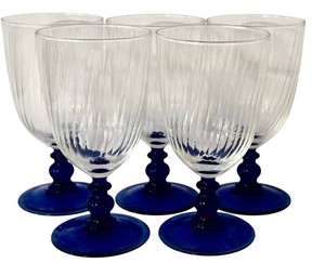K - Iced Tea Glasses - Cristal Darques Country Manor Cobalt (Lot of 5)