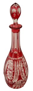 K - Vintage Decanter - German Nachtmann Cased Crystal Red Cut Glass