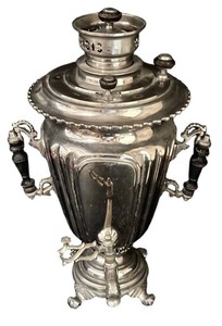 DR - Antique Imperial Russian Silver-Plated Samovar Tula Batashev, Stamped Medals c. 1900
