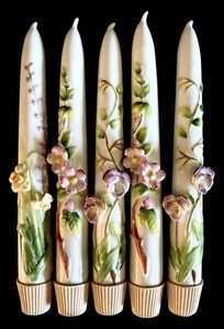 LR - Vintage Ceramic Taper Candles (Lot of 5)