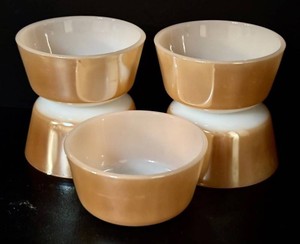 FR - Custard Cups - Vintage Anchor Hocking Fire-King Peach Lustre 434 (Lot of 5)