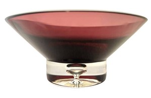 LR - Vintage Art Glass Pedestal Bowl - Purple Optical Bubble