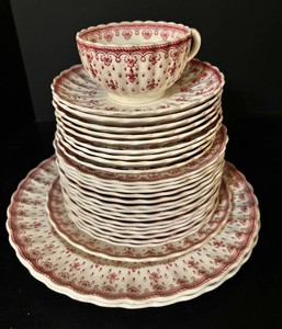 DR - Dinnerware Set - Spode Fleur-de-Lis Pattern 28pc