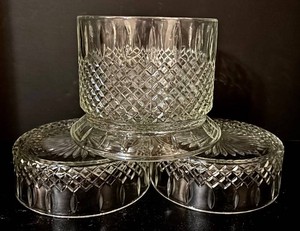 FR - Vintage Crystal Candy Bowls - Diamond Lattice & Starburst (Lot of 3)
