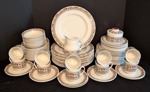LR - Vintage Dinnerware Set - Royal Doulton Fireglow Service for 12