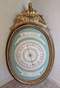 O - Antique French Louis XVI Style Giltwood Barometer - Selon Torricelli,