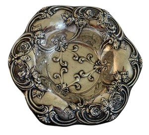O - Vintage Gorham Sterling Silver Dish - Ornate Floral Relief