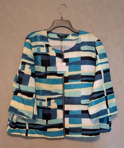 B1 - Womens Shirt - New Ming Wang 2X Zip-Front Abstract Print