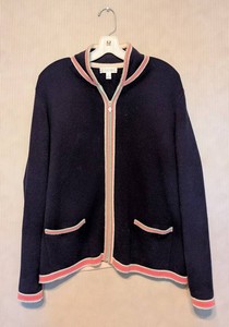B1 - Cashmere Sweater - St. John Sport Navy Cardigan Size XL