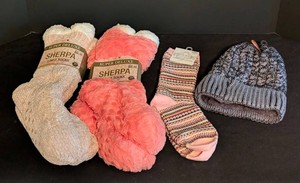 New Winter Socks & Knit Beanie Mixed Lot - Heat Trendz & Worlds Softest