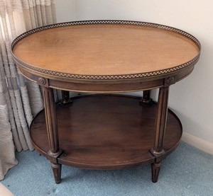 LR - Vintage Side Table - Oval Two-Tier Occasional Table