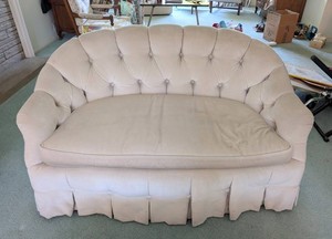 LR - Vintage Sofa - Tufted Skirted Couch