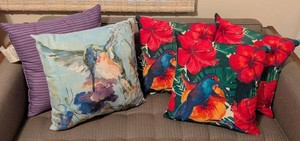 B1 - Outdoor Accent Pillows - Colorful Tropical & Floral (Lot of 5)