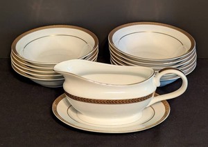 K - China Bowls & Gravy Boat - Block Manchester Gold (12-Piece)