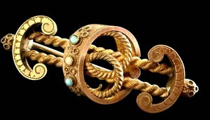 Antique Victorian Brooch With Cabochon-Style Accents