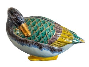 DR - Porcelain Duck - Vintage Kutani-Style Japanese Decorative Figure