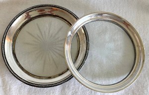 Vintage Silver-Rimmed Coasters - Frank M. Whiting Sterling (Lot of 2)