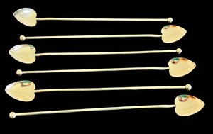 DR - Sterling Silver Iced Tea Spoons - Heart-Shaped 6-Piece Set