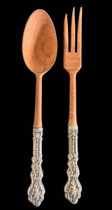 DR - Salad Servers - Vintage Sterling-Handle Serving Spoon & Fork