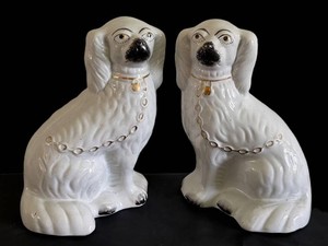 Vintage Staffordshire Dog Figurines - Seated Spaniel Pair