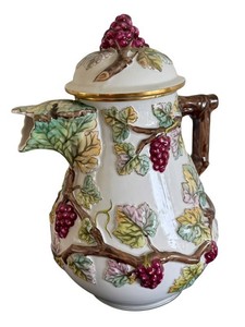 Majolica Pitcher - VA Portugal Grape Vine Lidded