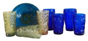 Mid Century Vibes Vintage Glassware & Enamel Bowl Mixed Lot - 8 Pieces