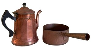LR - Vintage Copper Saucepan & Tea Kettle Mixed Lot