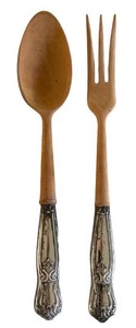 LR - Vintage Salad Servers - Sterling Silver Handle Pair