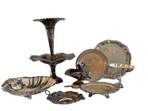 LR - Vintage Silver-Plate Serving Ware Mixed Lot (Lot of 7)