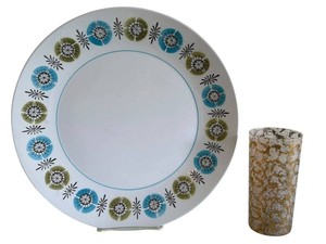 LR - Vintage Mid-Century Modern Platter & Glass Tumbler Mixed Lot