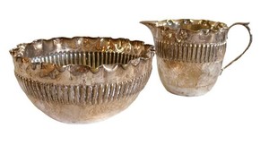 DR - Antique John Round & Son Victorian Silverplate Creamer & Sugar Set