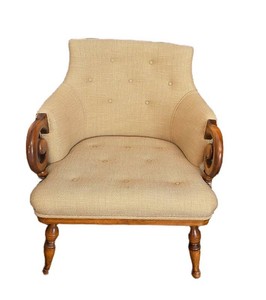 FR - Vintage French Provincial Style Tufted Parlor Armchair