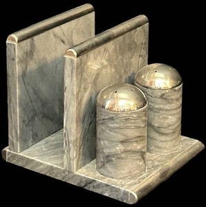 FR - Salt & Pepper Shaker and Napkin Holder Set - Marble Holder