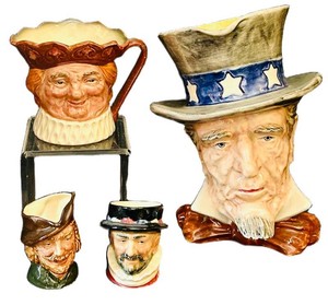 FR - Vintage Toby Jugs - Royal Doulton Uncle Sam & Assorted (Lot of 4)