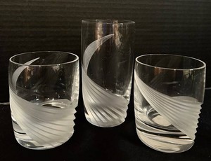 FR - Vintage Crystal Tumblers - Windswept by Lenox Crystal (Lot of 3)